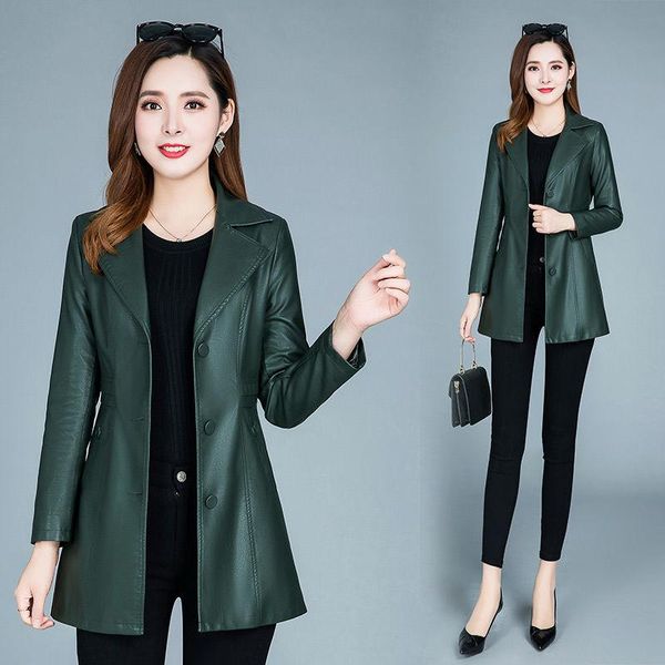 women's leather & faux jacket long 2021 autumn and winter large size loose thickening slim coat female fashion women clothing, Black
women's leather & faux jacket long 2021 autumn and winter large size loose thickening slim coat female fashion women clothing, Black