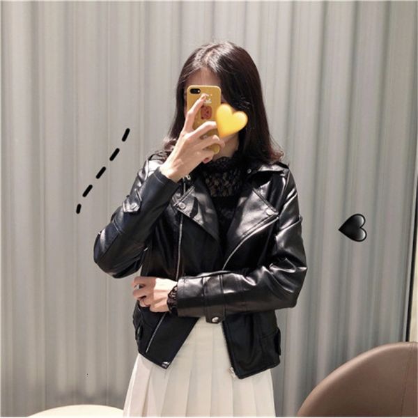 spring motorcycle female turtleneck sleeve long plutonium leather black jacket kam1
spring motorcycle female turtleneck sleeve long plutonium leather black jacket kam1