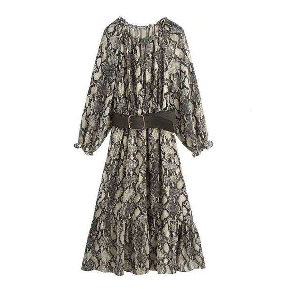 new women's style round neck autumn sleeve snake print with belt long pullover drs for women, Black;gray
new women's style round neck autumn sleeve snake print with belt long pullover drs for women, Black;gray