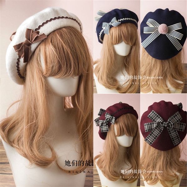 lolita hat french beret wool cap beanie ski bow tie girl women classic 17colors 201026, Blue;gray
lolita hat french beret wool cap beanie ski bow tie girl women classic 17colors 201026, Blue;gray