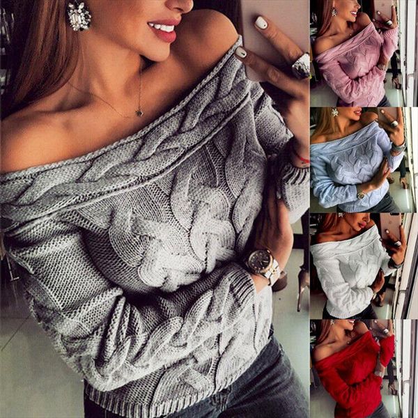 fashion women ladies solid color kintted sweater off shouder long sleeve jumper pullover autumn winter, White;black
fashion women ladies solid color kintted sweater off shouder long sleeve jumper pullover autumn winter, White;black