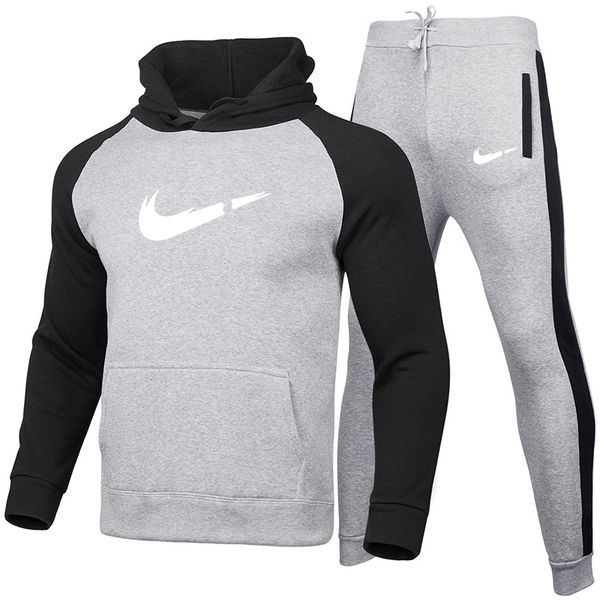 men's sportswear designer new stitching letter pattern suit casual long-sleeved hooded high-quality trousers for men, Gray
men's sportswear designer new stitching letter pattern suit casual long-sleeved hooded high-quality trousers for men, Gray