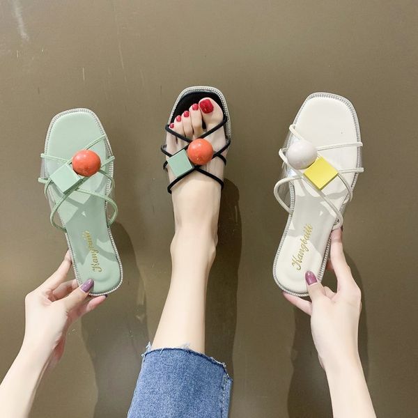 sweet transparent belt with straight line slippers for women fashion flat bottom korean new sandals women beach shoes x1020, Black
sweet transparent belt with straight line slippers for women fashion flat bottom korean new sandals women beach shoes x1020, Black