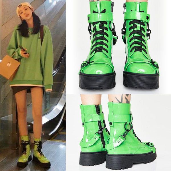 boots neon green ankle women patent leather fashion motorcycle booties lace-up platform belt buckle botines mujer 2021, Black
boots neon green ankle women patent leather fashion motorcycle booties lace-up platform belt buckle botines mujer 2021, Black