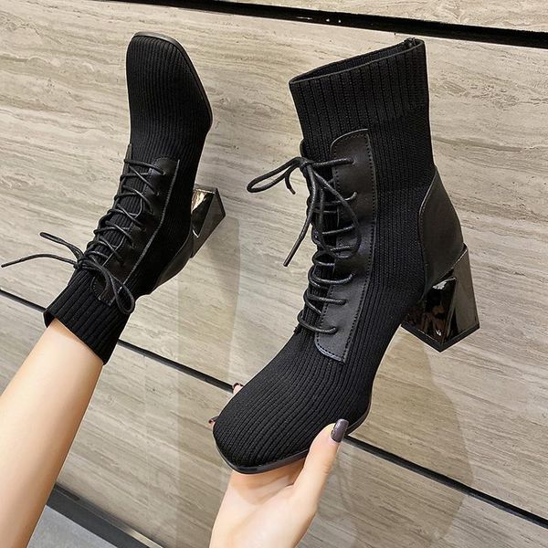 boots black knitted sock women high heel elastic ankle lace-up metal short booties 2021 stretch fabric shoes1
boots black knitted sock women high heel elastic ankle lace-up metal short booties 2021 stretch fabric shoes1