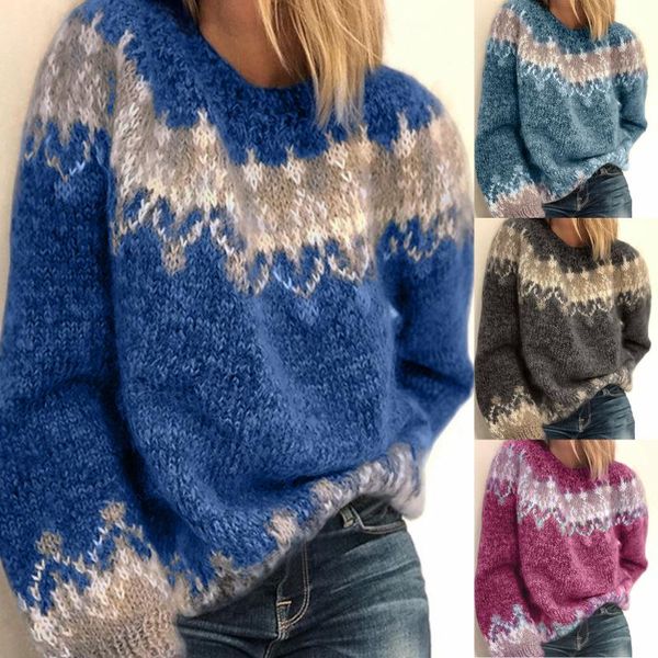 women's sweaters sweater ladies casual ethnic style round neck stitching long-sleeved knitted pullover, White;black
women's sweaters sweater ladies casual ethnic style round neck stitching long-sleeved knitted pullover, White;black