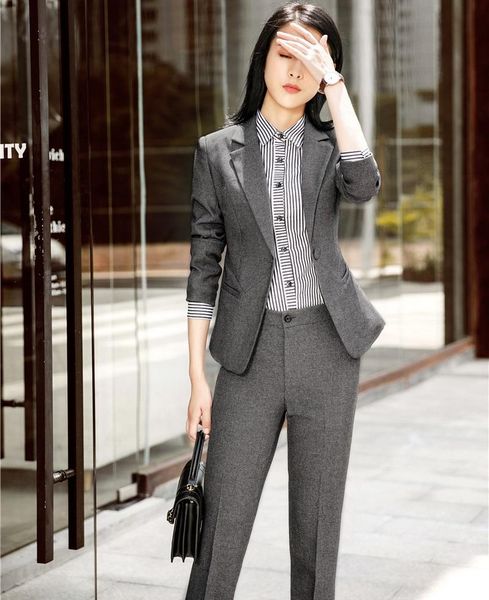 autumn winter elegant grey formal professional pantsuits with jackets and pants women business blazers pants suits styles, White
autumn winter elegant grey formal professional pantsuits with jackets and pants women business blazers pants suits styles, White