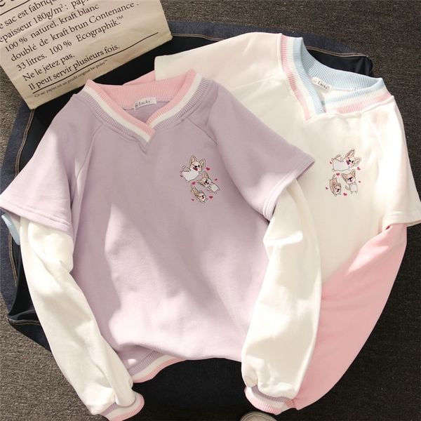 women corgi embroidery hoodies sweatshirts cartoon kawaii japanese loose harajuku pullover hoodies 201202, Black
women corgi embroidery hoodies sweatshirts cartoon kawaii japanese loose harajuku pullover hoodies 201202, Black