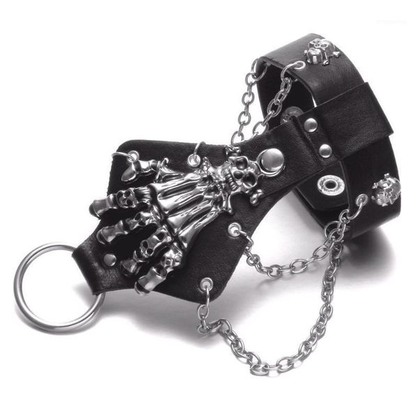 punk rock gothic skeleton skull hand glove chain link wristband bangle black color goth leather bracelet halloween gift1, Golden;silver
punk rock gothic skeleton skull hand glove chain link wristband bangle black color goth leather bracelet halloween gift1, Golden;silver