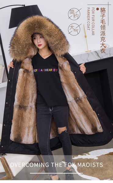 parka jacket women female autumn winter new style raccoon fur detachable liner slim mid-length coat 201031, Black
parka jacket women female autumn winter new style raccoon fur detachable liner slim mid-length coat 201031, Black