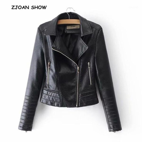 women's leather & faux black snake pattern pu jacket 2021 women zipper pockets slim fit short motorcycle biker jackets coat outerwear 1
women's leather & faux black snake pattern pu jacket 2021 women zipper pockets slim fit short motorcycle biker jackets coat outerwear 1