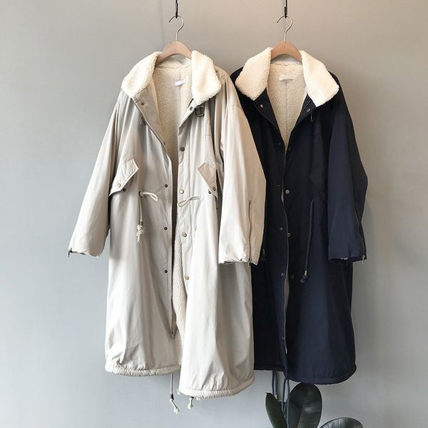 winter women turn down collar lambswool inner cotton coat vintage loose style women long warm coat beige oversize parkas 201027, Black
winter women turn down collar lambswool inner cotton coat vintage loose style women long warm coat beige oversize parkas 201027, Black