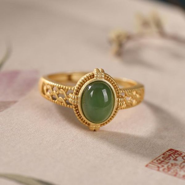 cluster rings s silver natural jasper oval ring light luxury hollowing process golden noble chinese retro style women's brand jewelry, Golden;silver
cluster rings s silver natural jasper oval ring light luxury hollowing process golden noble chinese retro style women's brand jewelry, Golden;silver