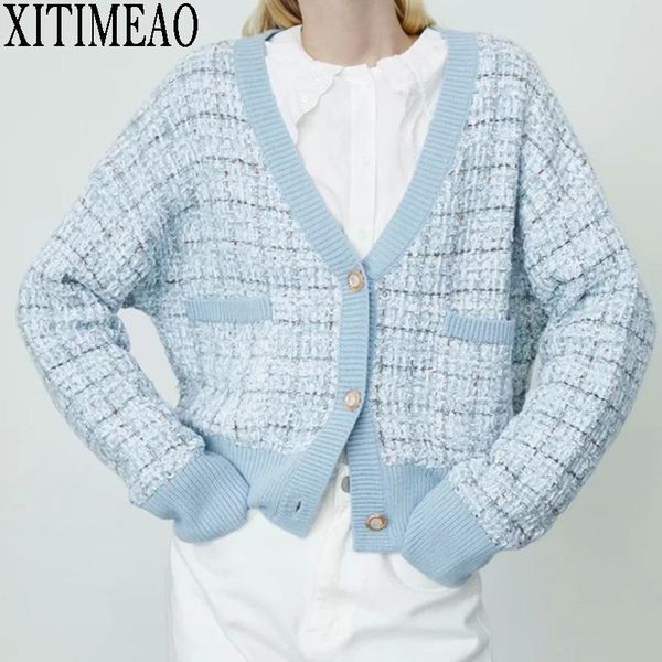 women's knits & tees 2021 autumn winter vintage v-neck plaid long sleeve women sweater short knitted cardigan sweaters womes leisure st, White
women's knits & tees 2021 autumn winter vintage v-neck plaid long sleeve women sweater short knitted cardigan sweaters womes leisure st, White