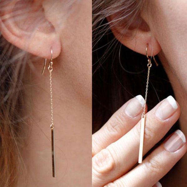 fashion long drop earrings for women gold stick with dangling chain jewelry for summer festival light weight, Silver
fashion long drop earrings for women gold stick with dangling chain jewelry for summer festival light weight, Silver