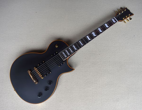 factory custom matte black electric guitar with yellow binding and neck gold hardwares white pearl fret inlay can be customized
factory custom matte black electric guitar with yellow binding and neck gold hardwares white pearl fret inlay can be customized