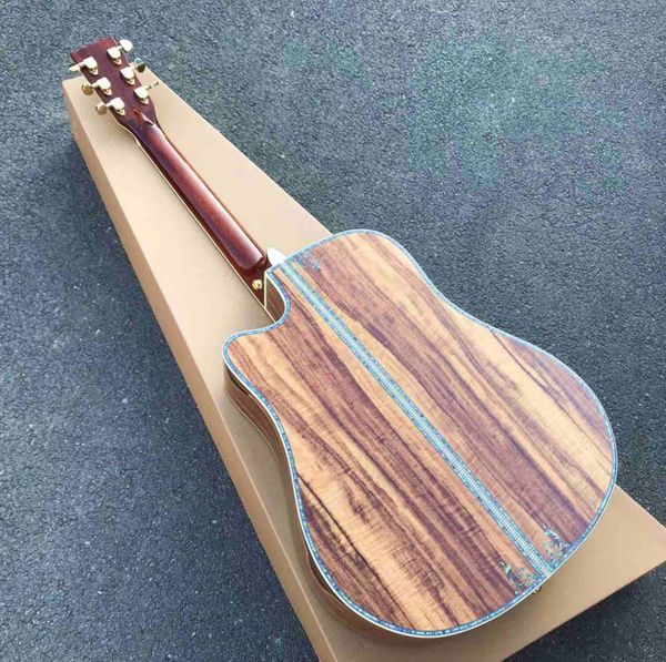 custom 41-inch koa wooden classic folk cutaway acoustic guitar, real abalone inlay, rosewood guard, d-body electric
custom 41-inch koa wooden classic folk cutaway acoustic guitar, real abalone inlay, rosewood guard, d-body electric