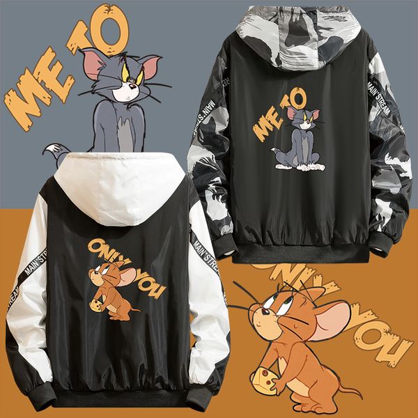 tom cat jerry mouse jacket men couple wear cartoon printed men's hoodied jacket streetwear fashion casual windbreaker c1018, Black;brown
tom cat jerry mouse jacket men couple wear cartoon printed men's hoodied jacket streetwear fashion casual windbreaker c1018, Black;brown