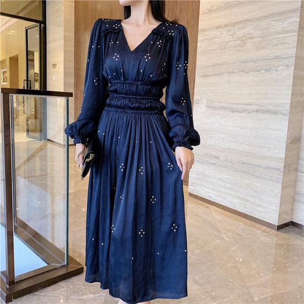 casual dresses 2021 autumn winter long sleeve v-neck rivets decorated slim waist medium dress, Black;gray
casual dresses 2021 autumn winter long sleeve v-neck rivets decorated slim waist medium dress, Black;gray
