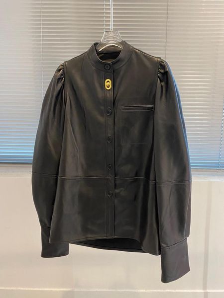 2021 luxury design 100% sheepskin oversized genuine leather blazer jacket1, Black