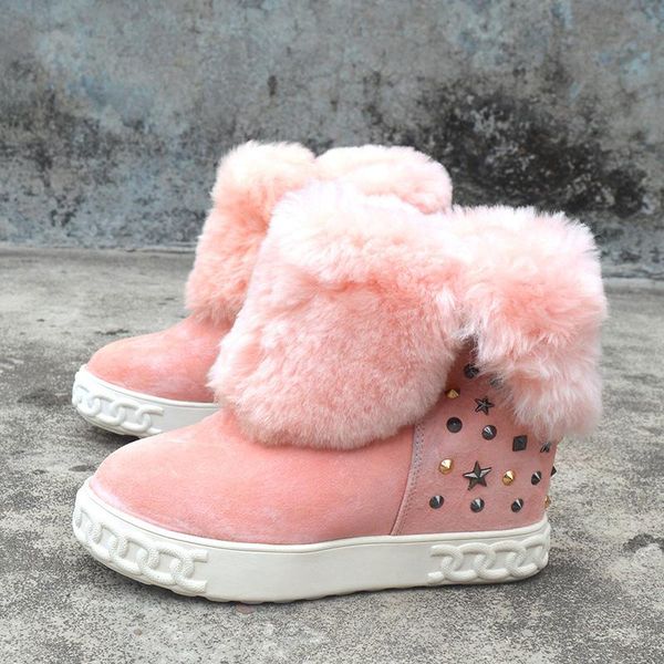 pink black cow suede snow boots star rivets studs mid-calf boots 8 cm height increased heel winter plush woman shoes
pink black cow suede snow boots star rivets studs mid-calf boots 8 cm height increased heel winter plush woman shoes