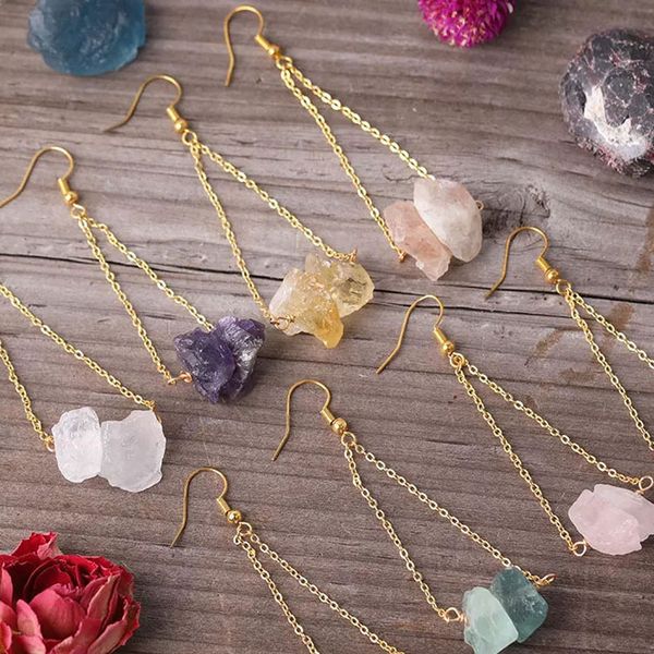 irregular natural crystal stone gold plated handmade earrings dangle party club decor jewelry for women girl, Silver
irregular natural crystal stone gold plated handmade earrings dangle party club decor jewelry for women girl, Silver