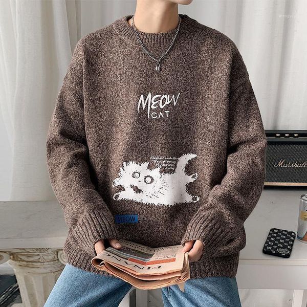 autumn and winter thick sweater men's oversize sweater all-match student printed animal slim o-neck cat pattern pullover1, White;black
autumn and winter thick sweater men's oversize sweater all-match student printed animal slim o-neck cat pattern pullover1, White;black