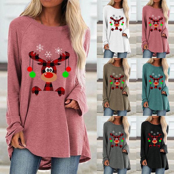 womens lightweight autumn and winter loose round neck blouses irregular hem long sleeves tunics christmas printing t-shirts, White
womens lightweight autumn and winter loose round neck blouses irregular hem long sleeves tunics christmas printing t-shirts, White