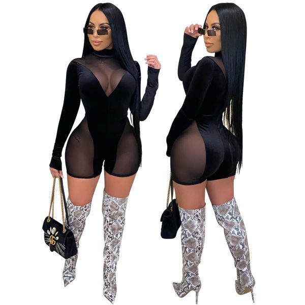 pure colour sliming style women's jumpsuits & rompers turtle neck long sleeve mesh velour panelled bodysuits sheer jumpsuits, Black;white
pure colour sliming style women's jumpsuits & rompers turtle neck long sleeve mesh velour panelled bodysuits sheer jumpsuits, Black;white