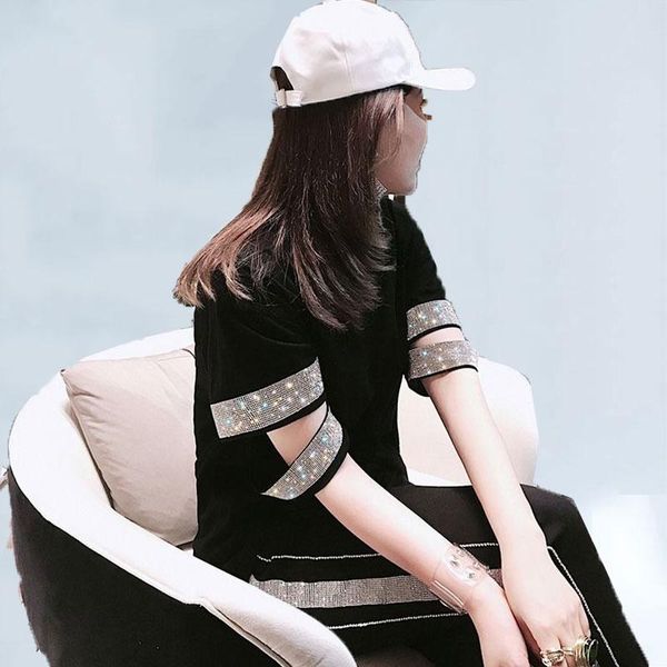 2021 new summer fashion drilling hole short sleeve tshirts for women solid color all-match loose black feminine 234, White
2021 new summer fashion drilling hole short sleeve tshirts for women solid color all-match loose black feminine 234, White