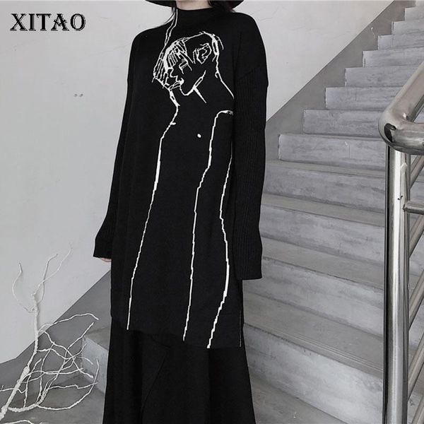 xitao print pattern pullover long sweater women 2020 autumn casual fashion style temperament turtleneck collar sweater zy1160, White;black
xitao print pattern pullover long sweater women 2020 autumn casual fashion style temperament turtleneck collar sweater zy1160, White;black