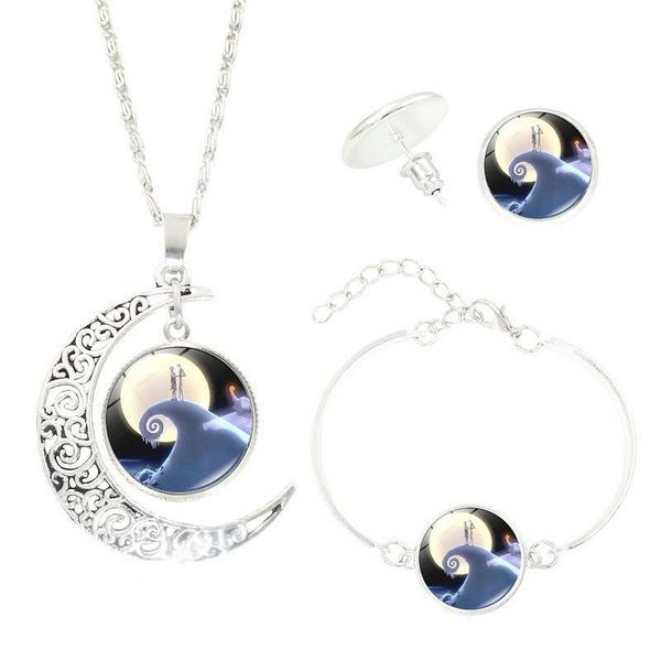 vintage jewelry set with silver plated glass cabochon the nightmare before christmas crescent necklace earring&bracelet set
vintage jewelry set with silver plated glass cabochon the nightmare before christmas crescent necklace earring&bracelet set