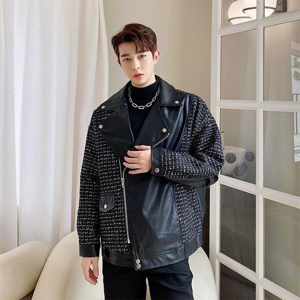 2020 men fashion vintage leather splice jacket outerwear male streetwear spring coat yvvf, Black;brown
2020 men fashion vintage leather splice jacket outerwear male streetwear spring coat yvvf, Black;brown