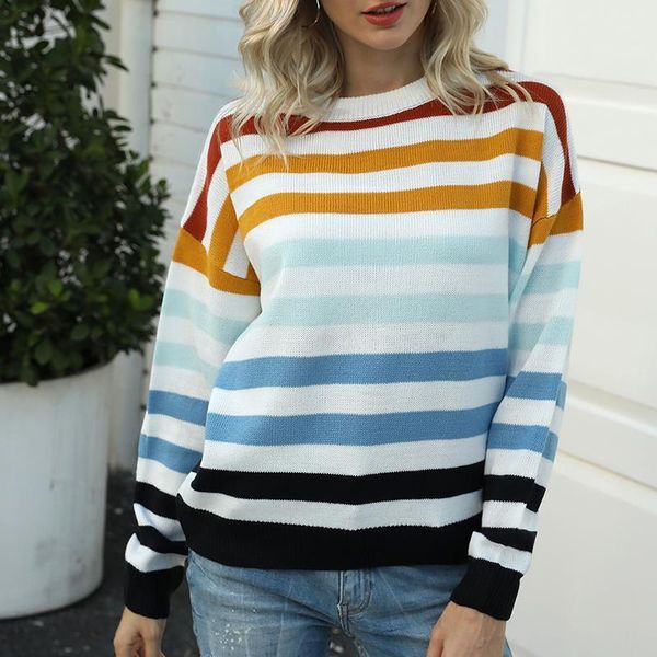 meyooe 2021 women pullover sweater autumn winter striped colorblock o neck long sleeve knitted casual sweater for women, White;black
meyooe 2021 women pullover sweater autumn winter striped colorblock o neck long sleeve knitted casual sweater for women, White;black