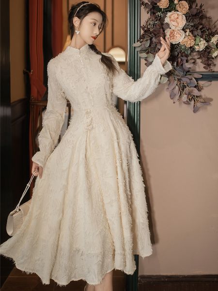new vintage dresses for woman with the high waist long sleeves elegant birthday party dress white lady cheongsam clothes at night ycr4, Black;gray
new vintage dresses for woman with the high waist long sleeves elegant birthday party dress white lady cheongsam clothes at night ycr4, Black;gray