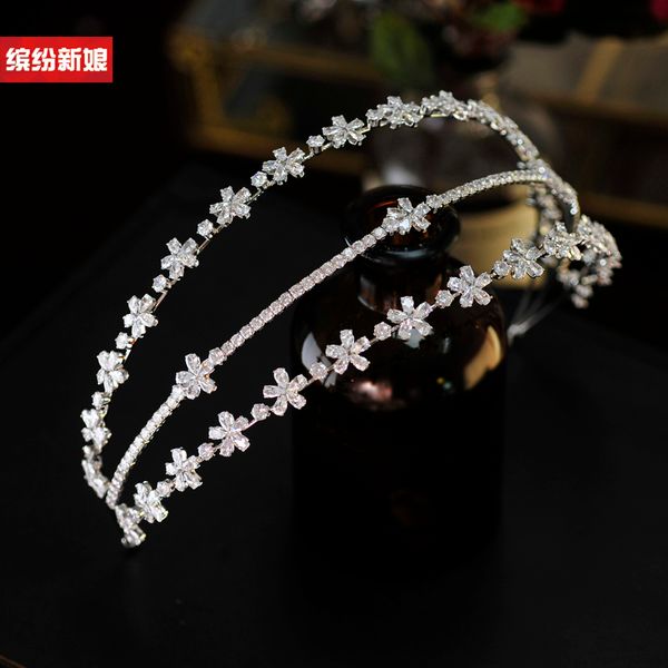 super flash three layer simple zircon crystal flower band bridal crown headdress wedding dress banquet accessories, Silver
super flash three layer simple zircon crystal flower band bridal crown headdress wedding dress banquet accessories, Silver
