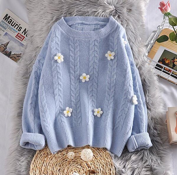 women's sweaters casual women sweater long sleeve knit pullovers winter fashion cute flowers warm girls knitted outwear, White;black
women's sweaters casual women sweater long sleeve knit pullovers winter fashion cute flowers warm girls knitted outwear, White;black