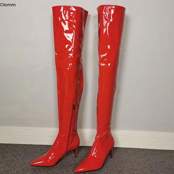 olomm handmade women shiny thigh high boots .5 cm thin heels boots pointed toe gorgeous red party shoes women plus us size 5-15, Black
olomm handmade women shiny thigh high boots .5 cm thin heels boots pointed toe gorgeous red party shoes women plus us size 5-15, Black