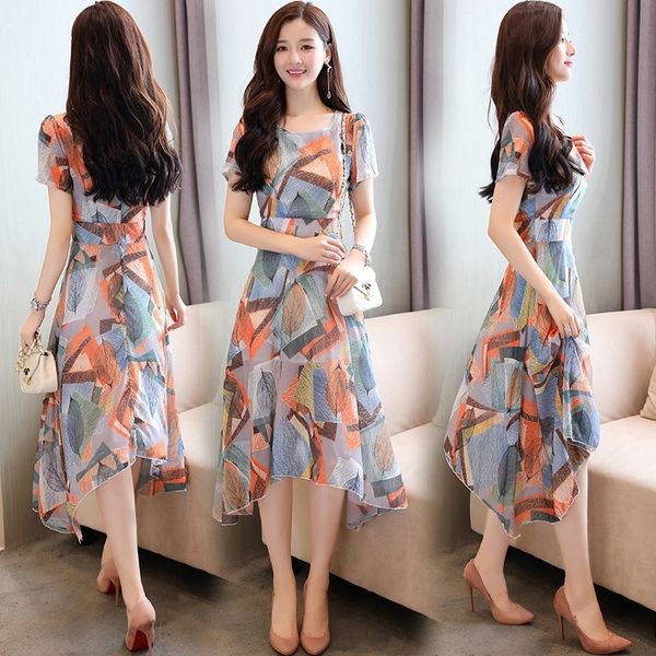 nukig medium long long women skirt sleeve show thin dress skirt summer new slim temperament short print floral irregular woman n4a2a, Black;gray
nukig medium long long women skirt sleeve show thin dress skirt summer new slim temperament short print floral irregular woman n4a2a, Black;gray