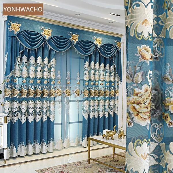 curtain & drapes custom curtains luxury european chenille living room hollow embroidered blue cloth blackout tulle valance drape c362
curtain & drapes custom curtains luxury european chenille living room hollow embroidered blue cloth blackout tulle valance drape c362
