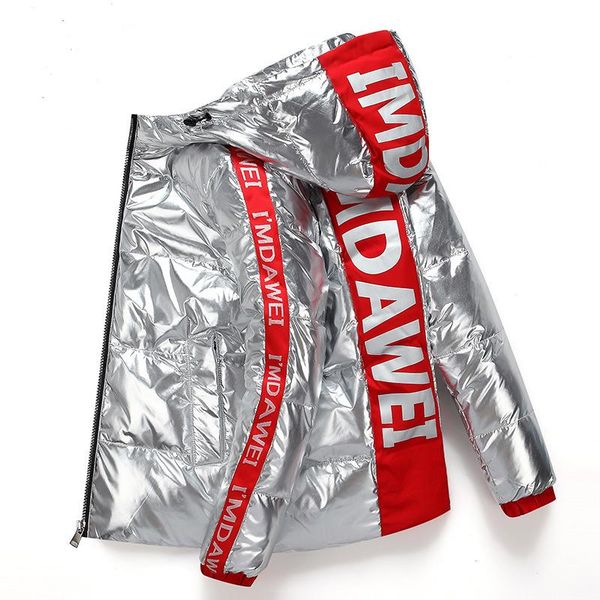shiny new coats male han edition short handsome popular logo couples live silver down jacket in winter, Black
shiny new coats male han edition short handsome popular logo couples live silver down jacket in winter, Black