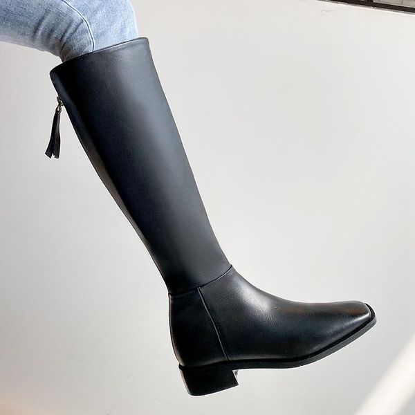 boots genuine leather knee high woman zippers autumn winter shoes women thick low heels office lady pumps, Black
boots genuine leather knee high woman zippers autumn winter shoes women thick low heels office lady pumps, Black