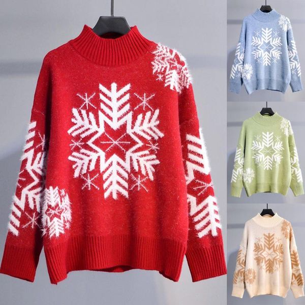 women's sweaters turtleneck christmas snow print flame knitted red sweater women loose long sleeve pullover casual 4 color vintage, White;black
women's sweaters turtleneck christmas snow print flame knitted red sweater women loose long sleeve pullover casual 4 color vintage, White;black
