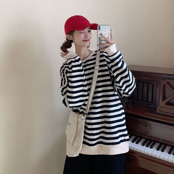 rqdzc 2020 sweater women's long sleeve korean style loose slimming striped casual neck pullover round pullover autumn clothes coat autu, Black
rqdzc 2020 sweater women's long sleeve korean style loose slimming striped casual neck pullover round pullover autumn clothes coat autu, Black