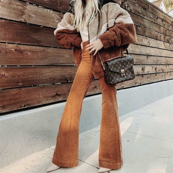 stylish corduroy flare pants women high waist bellbottoms long pant wide leg autumn slim trousers lady highstreet bottoms y200114, Black;white
stylish corduroy flare pants women high waist bellbottoms long pant wide leg autumn slim trousers lady highstreet bottoms y200114, Black;white