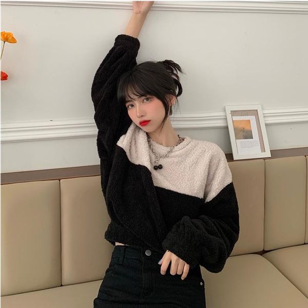 women's hoodies & sweatshirts 2021 winter office lady fashion short patchwork o-neck loose thick pullovers all-match long sleeve hooded, Black
women's hoodies & sweatshirts 2021 winter office lady fashion short patchwork o-neck loose thick pullovers all-match long sleeve hooded, Black