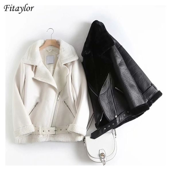 fitaylor winter women faux lamb leather jacket streetwear new autumn female thickness sheepskin loose coat with belt outwear 201223, Black
fitaylor winter women faux lamb leather jacket streetwear new autumn female thickness sheepskin loose coat with belt outwear 201223, Black