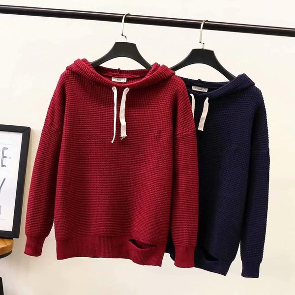 women's sweaters plus size xl-4xl women's hooded long sleeved large thick autumn winter pullovers casual outerwear, White;black
women's sweaters plus size xl-4xl women's hooded long sleeved large thick autumn winter pullovers casual outerwear, White;black
