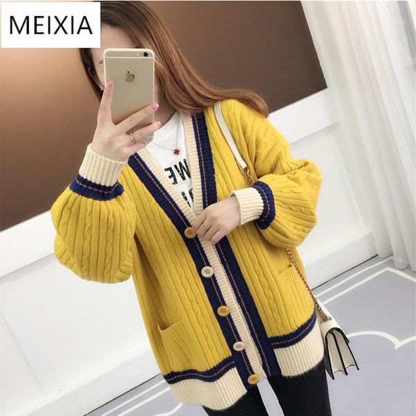 woman sweaters cardigan contrast color knitted coat long sleeve v-neck jacket korean causal plus size women cardigans1, White
woman sweaters cardigan contrast color knitted coat long sleeve v-neck jacket korean causal plus size women cardigans1, White