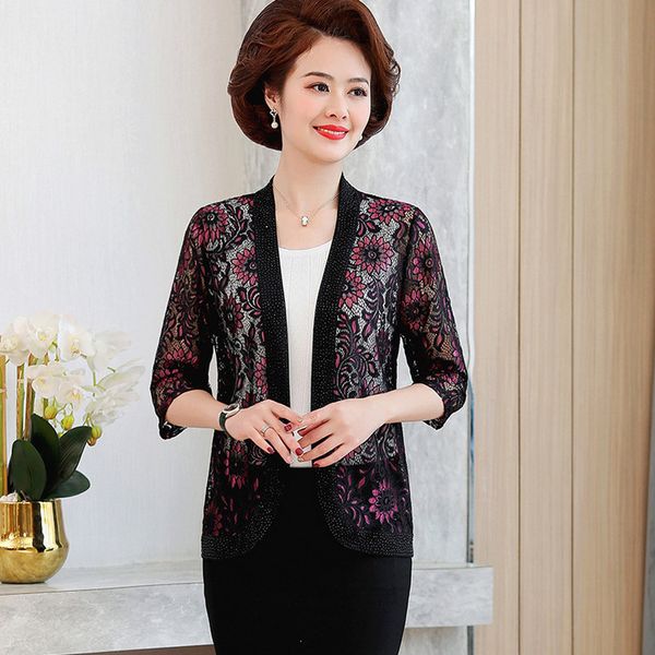 lace cardigan women open stitch shirts summer outer drape sunscreen middle age mother thin coats 201029, Black;brown
lace cardigan women open stitch shirts summer outer drape sunscreen middle age mother thin coats 201029, Black;brown